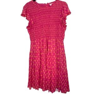 J Marie Mia Rose Large Smocked Top Flutter Sleeve Lightweight Pink Dress